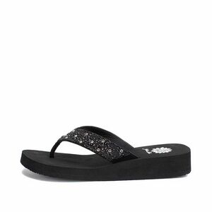 Yellow Box Black Embellished Platform Flip Flop Sandal